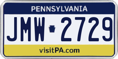 PA license plate JMW2729