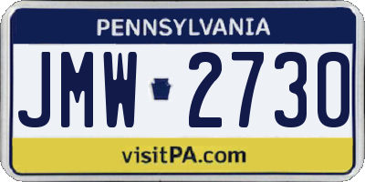 PA license plate JMW2730