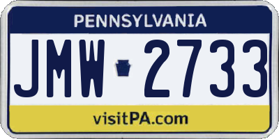 PA license plate JMW2733