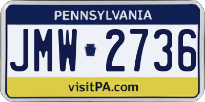 PA license plate JMW2736