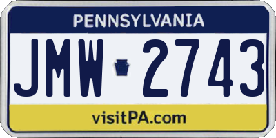 PA license plate JMW2743
