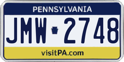 PA license plate JMW2748