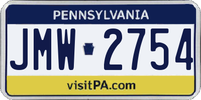 PA license plate JMW2754
