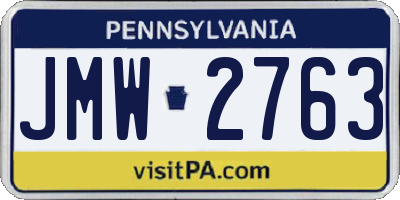 PA license plate JMW2763