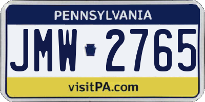 PA license plate JMW2765