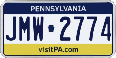PA license plate JMW2774