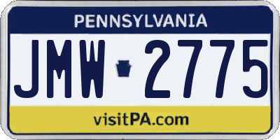PA license plate JMW2775