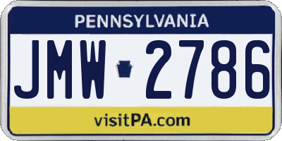 PA license plate JMW2786