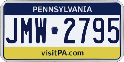 PA license plate JMW2795
