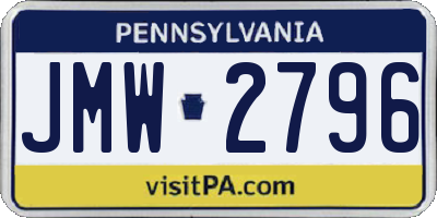 PA license plate JMW2796