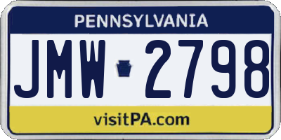 PA license plate JMW2798