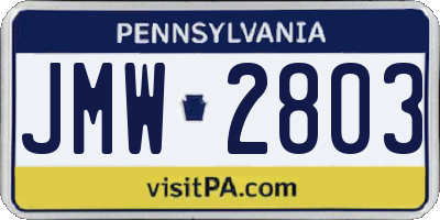 PA license plate JMW2803