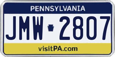 PA license plate JMW2807