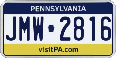 PA license plate JMW2816