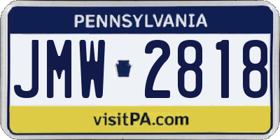 PA license plate JMW2818