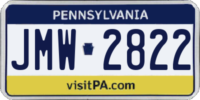 PA license plate JMW2822