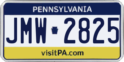 PA license plate JMW2825