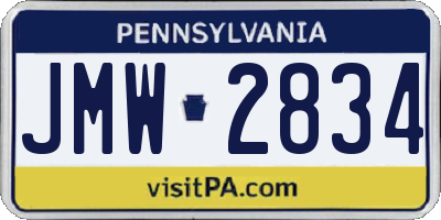 PA license plate JMW2834