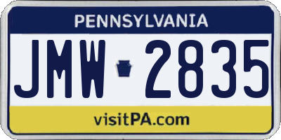 PA license plate JMW2835