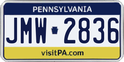 PA license plate JMW2836