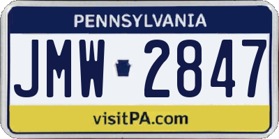 PA license plate JMW2847