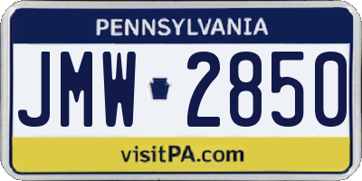 PA license plate JMW2850