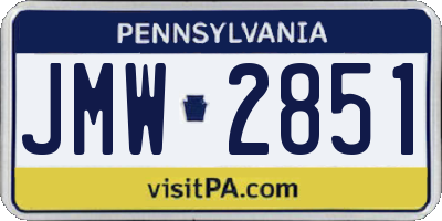 PA license plate JMW2851