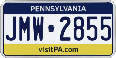 PA license plate JMW2855