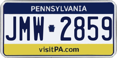 PA license plate JMW2859
