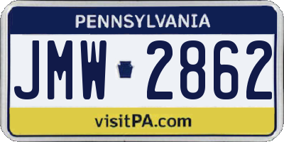 PA license plate JMW2862
