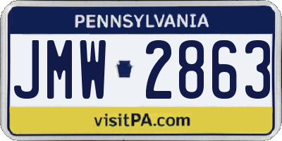 PA license plate JMW2863