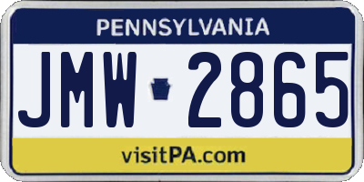 PA license plate JMW2865