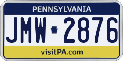 PA license plate JMW2876
