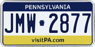PA license plate JMW2877