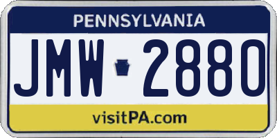 PA license plate JMW2880