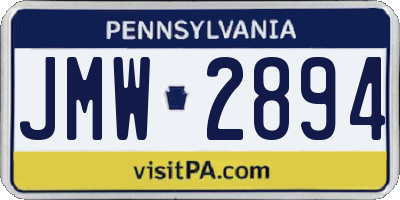 PA license plate JMW2894