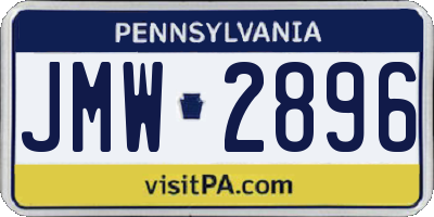 PA license plate JMW2896