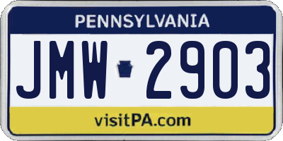 PA license plate JMW2903