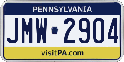 PA license plate JMW2904