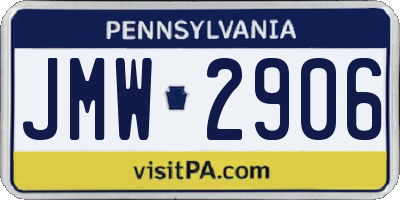 PA license plate JMW2906