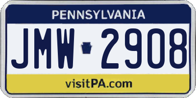 PA license plate JMW2908