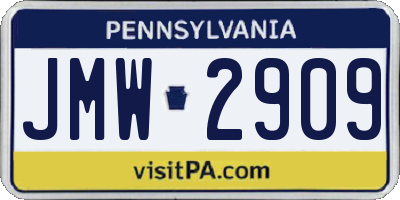 PA license plate JMW2909