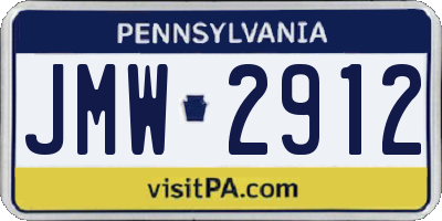 PA license plate JMW2912