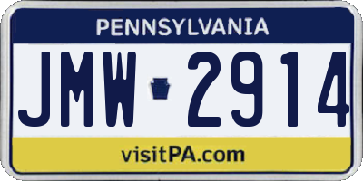 PA license plate JMW2914