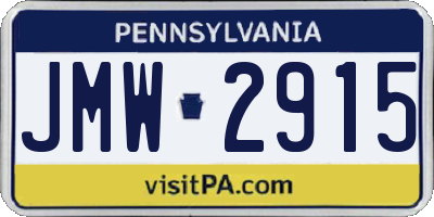PA license plate JMW2915