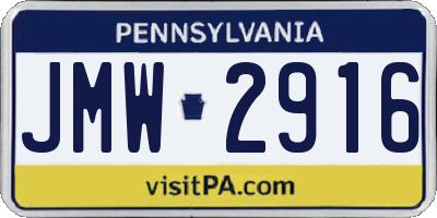 PA license plate JMW2916