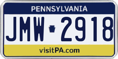 PA license plate JMW2918