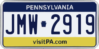 PA license plate JMW2919