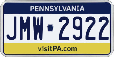 PA license plate JMW2922