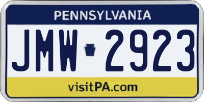 PA license plate JMW2923